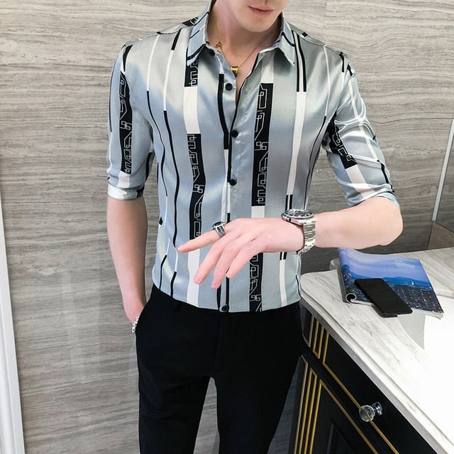 Artsy Vertical Stripes Men Soft Shimmer Shirt