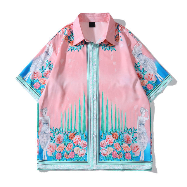 Floral Pink Polyester Shirt