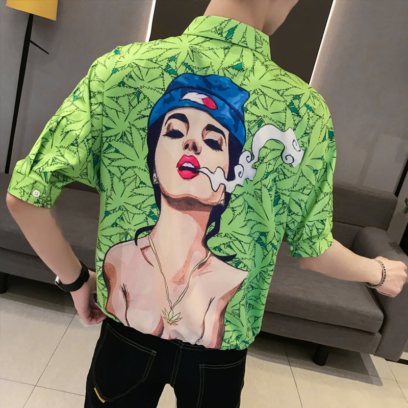 Sexy Women Back Print Casual Style Men Shirts